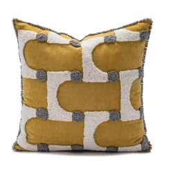 Kamelien-Jacquard-Kissenbezug – Luxuriöses nordisches Dekokissen für das Wohnzimmer