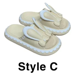 Kaninchen-Hausschuhe für Damen – süße, bequeme Schuhe mit niedrigem Keilabsatz