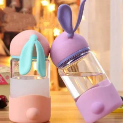 Kaninchen-Milchbecher – Süßes Trinkgeschirr aus Glas für Kinder