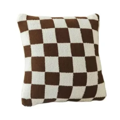 Karierte Flockkissenhülle - Schwarz Orange Grün Dekokissen