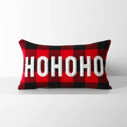 Karierte Weihnachtskissenbezüge - Rote und schwarze bestickte Kissenbezüge