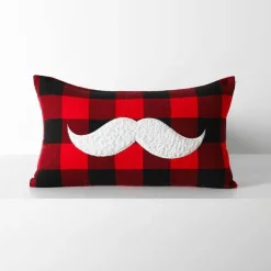 Karierte Weihnachtskissenbezüge - Rote und schwarze bestickte Kissenbezüge