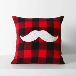 Karierte Weihnachtskissenbezüge - Rote und schwarze bestickte Kissenbezüge
