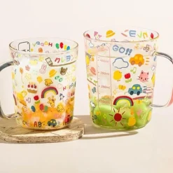 Karikatur, messglas, becher