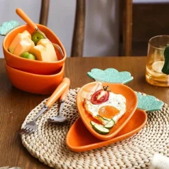 Karottenförmiges Keramikteller-Set – Süßes Dessert- und Snackgeschirr