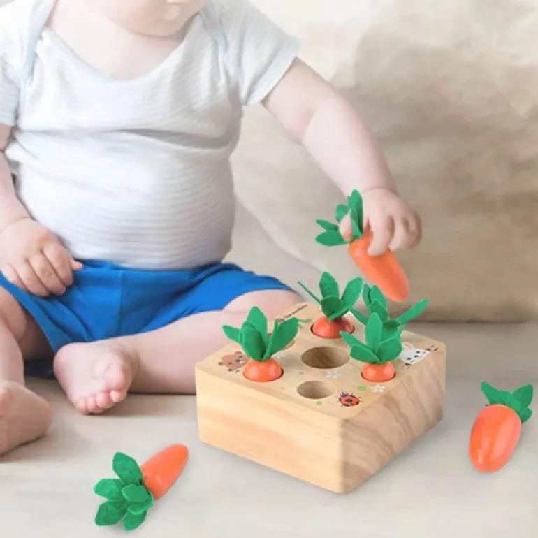 Karottenpflückspiel aus Holz – Lernspielzeug für Kinder