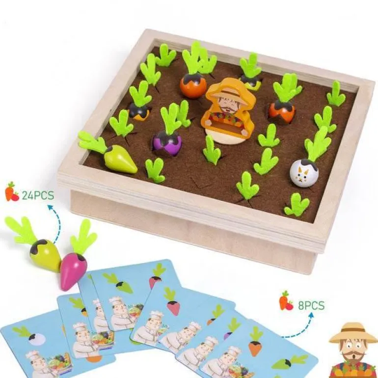 Karottenpflückspiel aus Holz – Lernspielzeug für Kinder