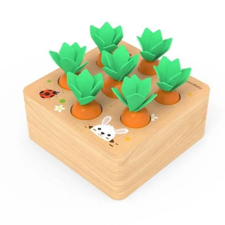 Karottenpflückspiel aus Holz – Lernspielzeug für Kinder