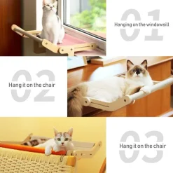 Katzenfenstersitz aus Holz – Hängendes Katzenbett zum Sonnenbaden
