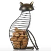 Katzenfiguren aus Metall im Korkbehälter – Dekorative Kunst-Sammlerstücke