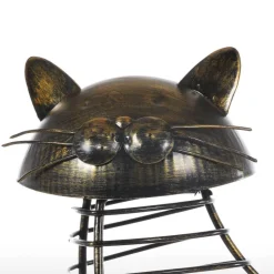 Katzenfiguren aus Metall im Korkbehälter – Dekorative Kunst-Sammlerstücke