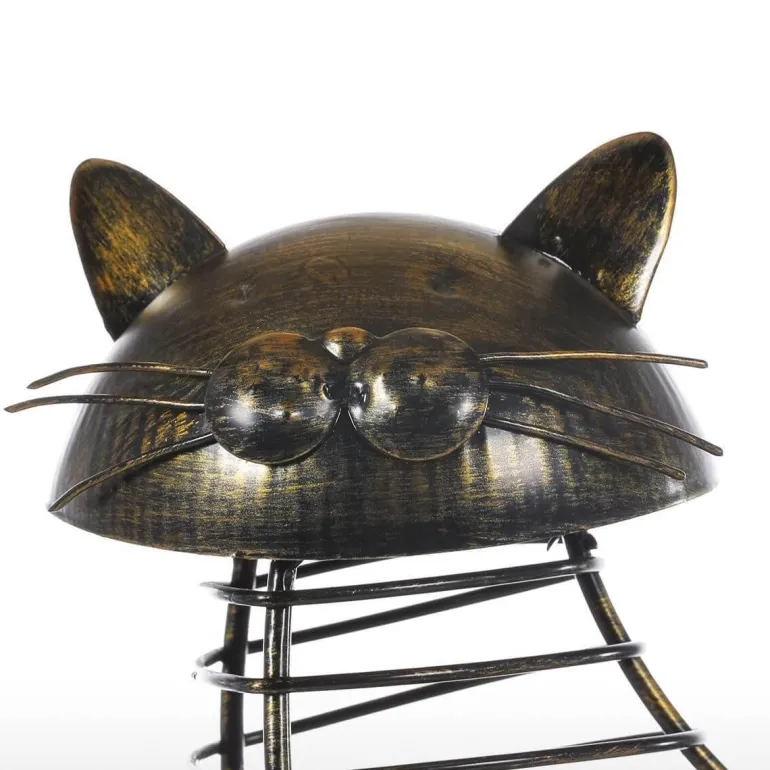 Katzenfiguren aus Metall im Korkbehälter – Dekorative Kunst-Sammlerstücke