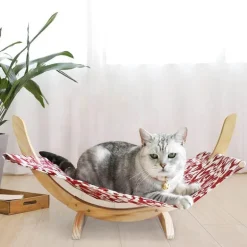 Katzenhängematte aus Holz – Stilvolles Haustierbett für Katzen