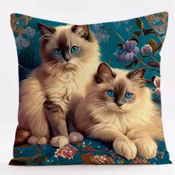 Katzen-Kissenbezug - Stilvoller Kissenbezug aus Leinen 45x45cm