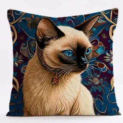 Katzen-Kissenbezug - Stilvoller Kissenbezug aus Leinen 45x45cm