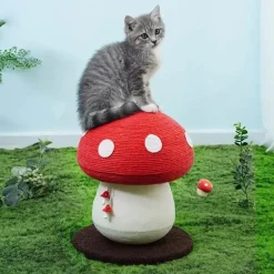 Katzenkratzbaum in Pilzform – handgefertigte Haustiermöbel für verspielte Katzen