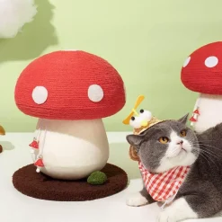 Katzenkratzbaum in Pilzform – handgefertigte Haustiermöbel für verspielte Katzen