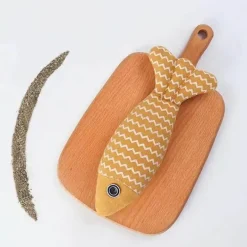 Kauspielzeug aus Leinen für Katzenfische – weiches Plüschkissen für verspielte Katzen