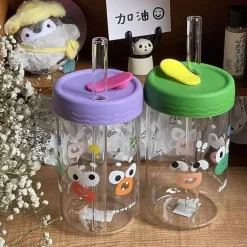 Kawaii Bubble Tea Cup - 550 ml süßes Trinkgeschirr mit Deckel und Strohhalm