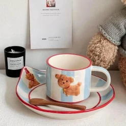Kawaii Tier-Trinkgeschirr-Set – Süßer Hundebecher und Teller