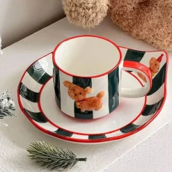 Kawaii Tier-Trinkgeschirr-Set – Süßer Hundebecher und Teller