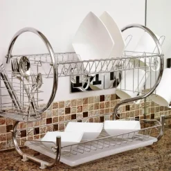 Küchenregal aus Edelstahl – Aufbewahrungslösung für Geschirr-Organizer