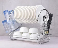 Küchenregal aus Edelstahl – Aufbewahrungslösung für Geschirr-Organizer