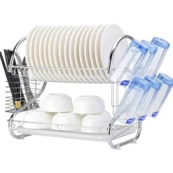 Küchenregal aus Edelstahl – Aufbewahrungslösung für Geschirr-Organizer