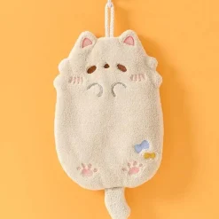 Küchentuch mit Cartoon-Katze – saugfähiges Mikrofaser-Reinigungstuch mit Schlaufe