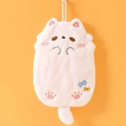 Küchentuch mit Cartoon-Katze – saugfähiges Mikrofaser-Reinigungstuch mit Schlaufe