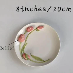 Keramik Rosa Tulpe Teetasse Kuchenteller - Küchenzubehör-Set