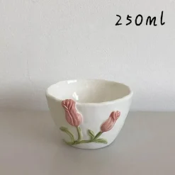Keramik Rosa Tulpe Teetasse Kuchenteller - Küchenzubehör-Set