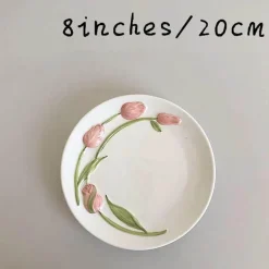 Keramik Rosa Tulpe Teetasse Kuchenteller - Küchenzubehör-Set