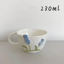 Keramik Rosa Tulpe Teetasse Kuchenteller - Küchenzubehör-Set
