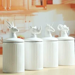 Keramik-Aufbewahrungsbehälter mit Tiermotiven – dekorativer Küchen-Organizer