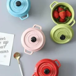 Keramik-Auflaufförmchen mit Deckel, ofenfeste Schüsseln zum Backen und Servieren