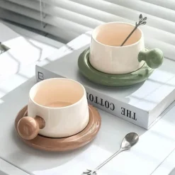 Keramik-Cappuccinotassen-Untertassen-Set - Personalisierte Kaffeetassen