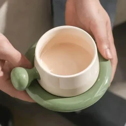 Keramik-Cappuccinotassen-Untertassen-Set - Personalisierte Kaffeetassen