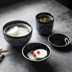 Keramik-Eintopfschüssel mit Deckel – japanisches Suppen- und Dessertgericht