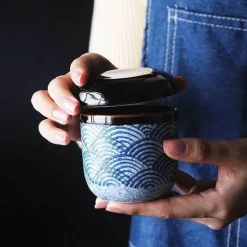 Keramik-Eintopfschüssel mit Deckel – japanisches Suppen- und Dessertgericht