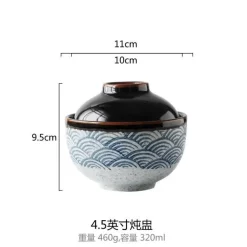 Keramik-Eintopfschüssel mit Deckel – japanisches Suppen- und Dessertgericht