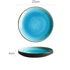 Keramik-Geschirrset – Blaues Eis-Knisterglasur-Design