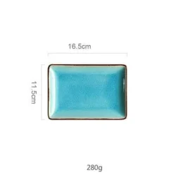 Keramik-Geschirrset – Blaues Eis-Knisterglasur-Design