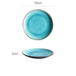 Keramik-Geschirrset – Blaues Eis-Knisterglasur-Design