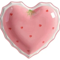 Keramikgeschirr-Set – handbemalter rosa Erdbeer-Liebesschüssel-Teller