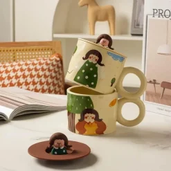 Keramik-Kaffeetasse mit Deckel für Paare – Kreatives Design für Paare