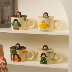 Keramik-Kaffeetasse mit Deckel für Paare – Kreatives Design für Paare