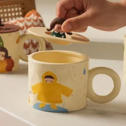 Keramik-Kaffeetasse mit Deckel für Paare – Kreatives Design für Paare