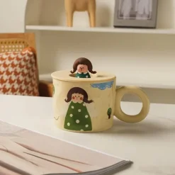 Keramik-Kaffeetasse mit Deckel für Paare – Kreatives Design für Paare