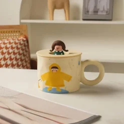 Keramik-Kaffeetasse mit Deckel für Paare – Kreatives Design für Paare